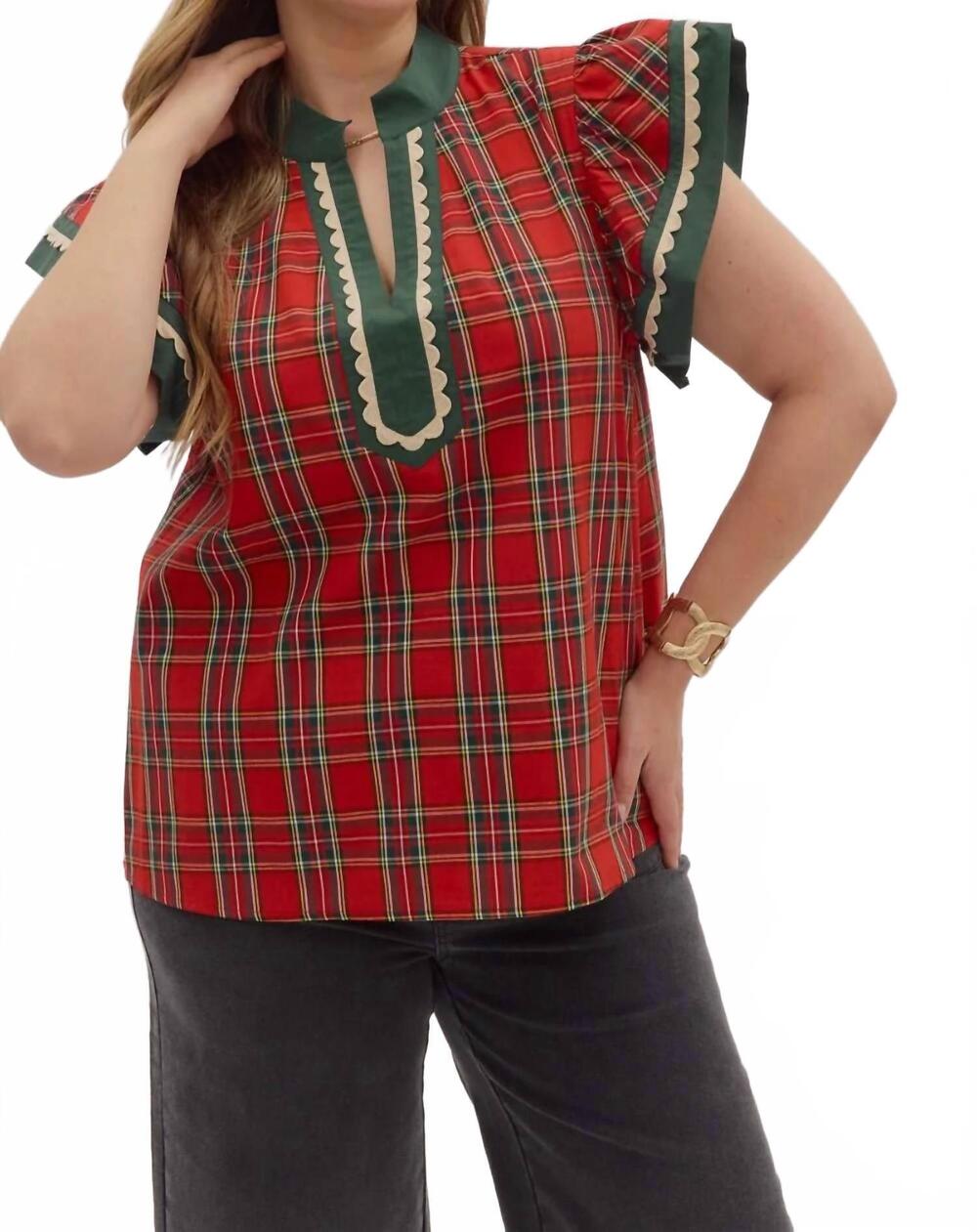 NEW ENTRO women's juliette top in red multi